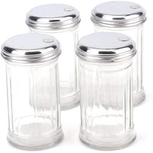 Load image into Gallery viewer, Tebery 4 Pack Stainless Steel Flip Cap Glass Sugar Dispenser/Pourer/Shaker,12 ounce
