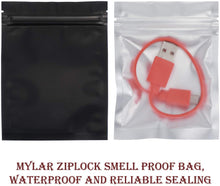 Load image into Gallery viewer, 100 Pieces Resealable Smell Proof Bags Foil Pouch Bag Flat Ziplock Bag for Party Favor Food Storage (Black, 3 x 4 Inches)