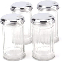 Load image into Gallery viewer, Tebery 4 Pack Stainless Steel Flip Cap Glass Sugar Dispenser/Pourer/Shaker,12 ounce
