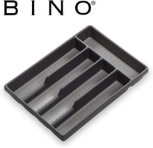 Load image into Gallery viewer, BINO 5-Slot Silverware Organizer - Grey, Small - Utensil Drawer Organizer with Soft Grip Lining
